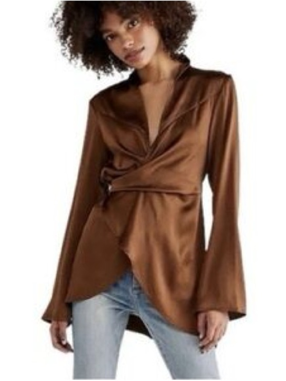 Free People Wrap-Front Brown Top
